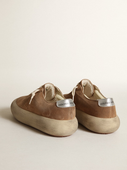 Women's Space-star Shoes In Tobacco-colored Suede With Perforated Star And Silver Metallic Leather Unisex Streetwear Limited Edition