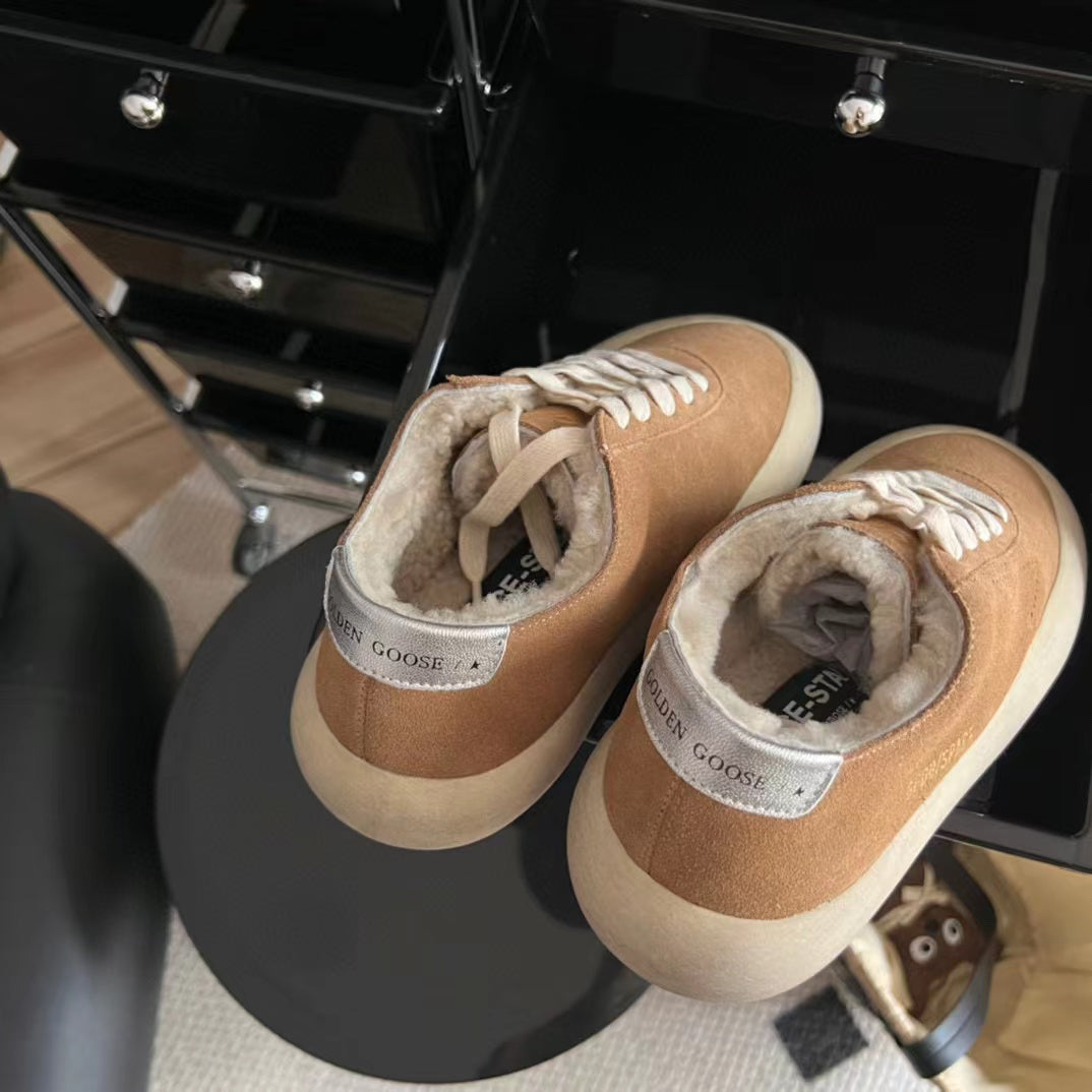 Women's Space-star Shoes In Tobacco-colored Suede With Shearling Lining Unisex Streetwear Limited Edition