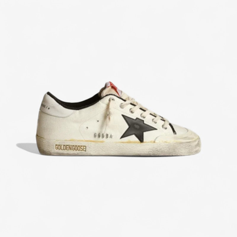 Women s Super-star Ltd Sneakers In Beige Canvas With Leather Star And White Leather Heel Tab - Black Unisex Streetwear Limited Edition