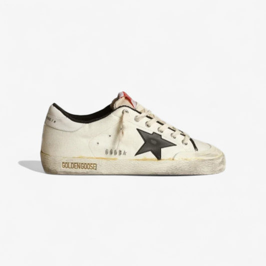 Women s Super-star Ltd Sneakers In Beige Canvas With Leather Star And White Leather Heel Tab - Black Unisex Streetwear Limited Edition