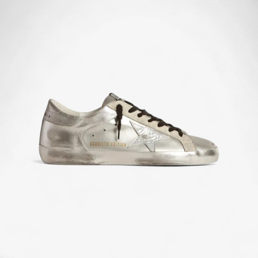 Women s Super-star Sneakers With Star And Silver Heel Tab - Black Unisex Streetwear Limited Edition