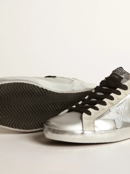 Women s Super-star Sneakers With Star And Silver Heel Tab - Black Unisex Streetwear Limited Edition