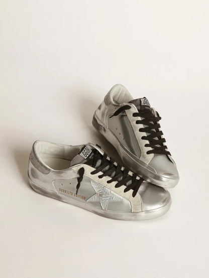 Women s Super-star Sneakers With Star And Silver Heel Tab - Black Unisex Streetwear Limited Edition