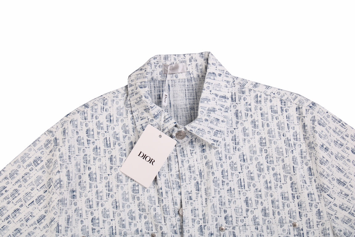 Camisa Dior Monogram (Azul/Blanco)