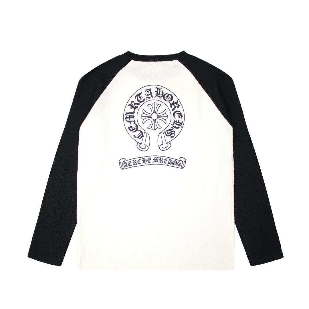 CHROME Hearts Horse Shoe Logo Longsleeve White - Black Unisex Streetwear Limited Edition