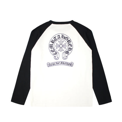 CHROME Hearts Horse Shoe Logo Longsleeve White - Black Unisex Streetwear Limited Edition