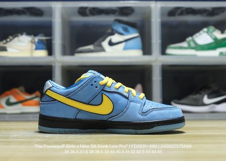 DUNK Powerpuff Girls Sneakers - Blue Unisex Streetwear Limited Edition - **Product Description: DUNK Blue Powerpuff Girls** Unleash your inner hero with the DUNK Blue Powerpuff