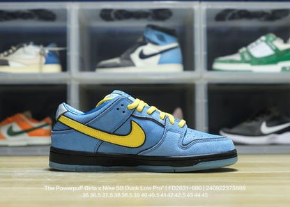 DUNK Powerpuff Girls Sneakers - Blue Unisex Streetwear Limited Edition - **Product Description: DUNK Blue Powerpuff Girls** Unleash your inner hero with the DUNK Blue Powerpuff