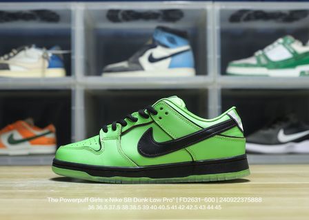 DUNK Powerpuff Girls Sneakers - Green Unisex Streetwear Limited Edition - **Product Description: DUNK Green Powerpuff Girls** Embrace your playful side with the DUNK Green Powerpuff