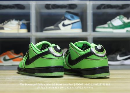 DUNK Powerpuff Girls Sneakers - Green Unisex Streetwear Limited Edition - **Product Description: DUNK Green Powerpuff Girls** Embrace your playful side with the DUNK Green Powerpuff