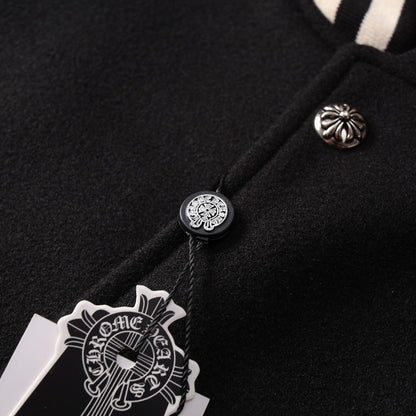 CHROME Hearts Horse Shoe Logo Varsity Jacket - Black Unisex Streetwear Limited Edition