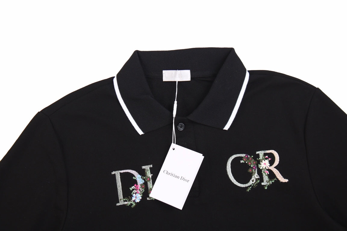 Polo Dior con diseño de logotipo floral