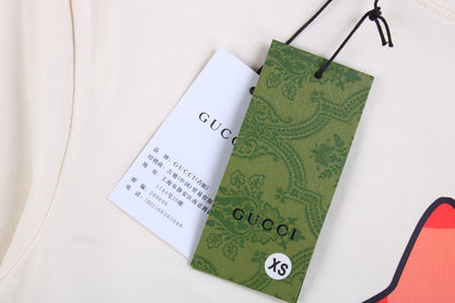Camiseta Gucci con estampado de gato (Crema)