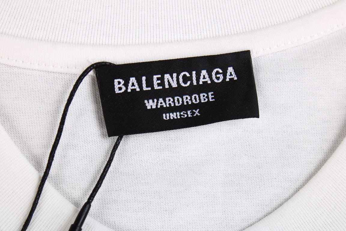 BALENCIAGA - Supreme Red S T-shirt White - Black Unisex Streetwear Limited Edition - The BALENCIAGA x SUPREME RED BLACK S T-SHIRT WHITE - REPLICA is a bold fusion