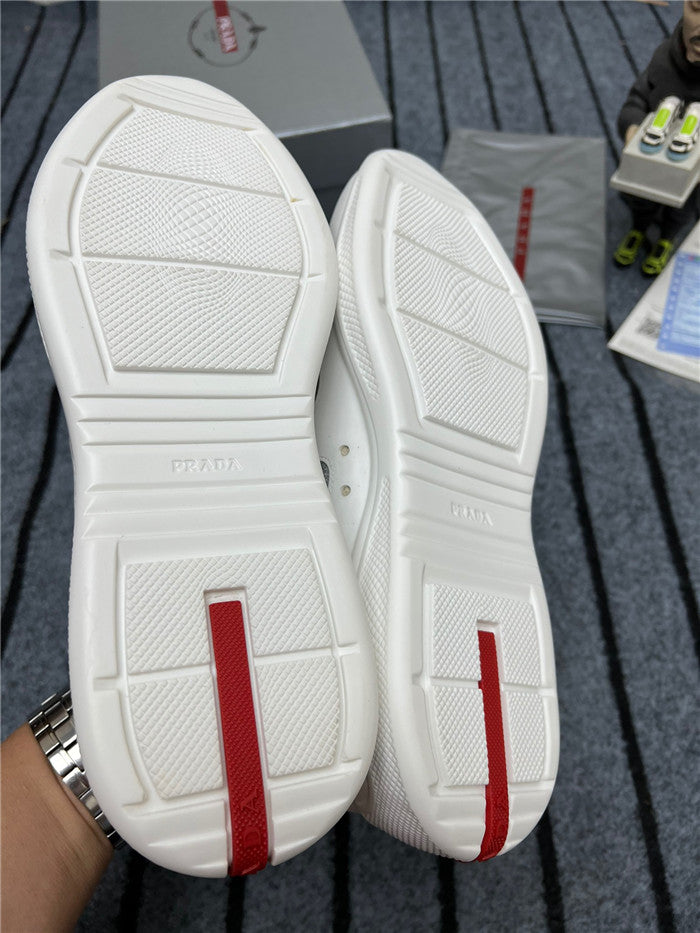 PRADA America's Cup Soft Rubber Silver Sneakers - White Unisex Streetwear Limited Edition