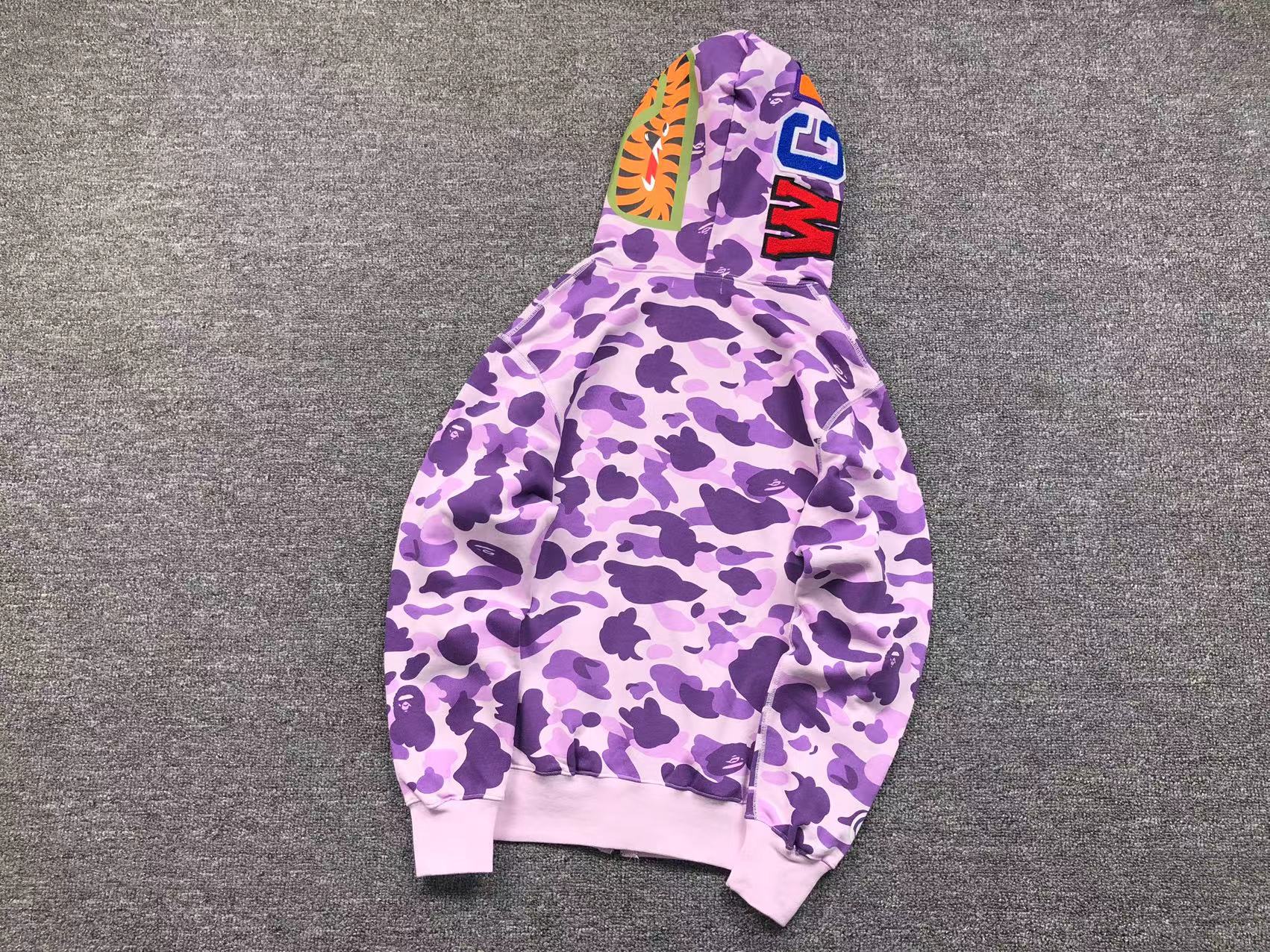 BAPE Color Camo Full Zip Hoodie - Purple Unisex Streetwear Limited Edition