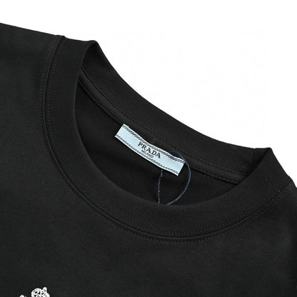 Prada Milano Black Logo T-Shirt - close up - replica sneakers