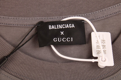 GUCCI - Balenciaga T-shirt - Gray Unisex Streetwear Limited Edition - The GUCCI x BALENCIAGA T-SHIRT GRAY - REPLICA brings together two of the most iconic