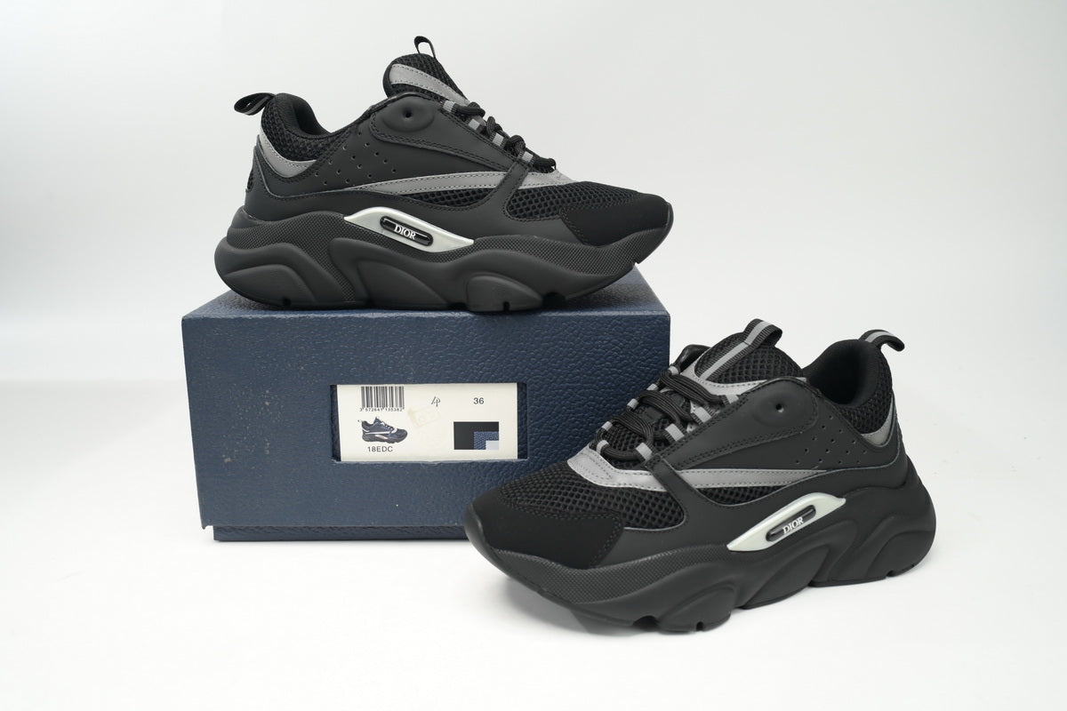 DIOR B22 Silver Sneakers - Black Unisex Streetwear Limited Edition