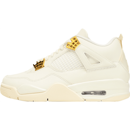 JORDAN 4 - Metallic Gold Sneakers - Red Unisex Streetwear Limited Edition - Step into the realm of luxury with the Jordan 4 x Metallic Gold, a fusion