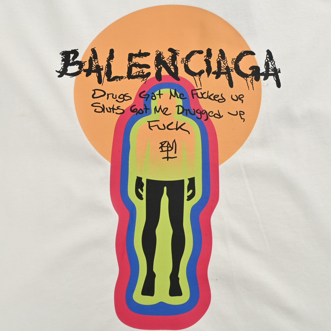 Balenciaga T-shirt With Graphic Design - White Unisex Streetwear Limited Edition - <span>Edgy and artistic. Features bold graphic design with text. Made from high-quality fabric. Perfect for