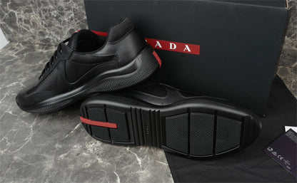 PRADA America's Cup Leather Sneakers - Black Unisex Streetwear Limited Edition
