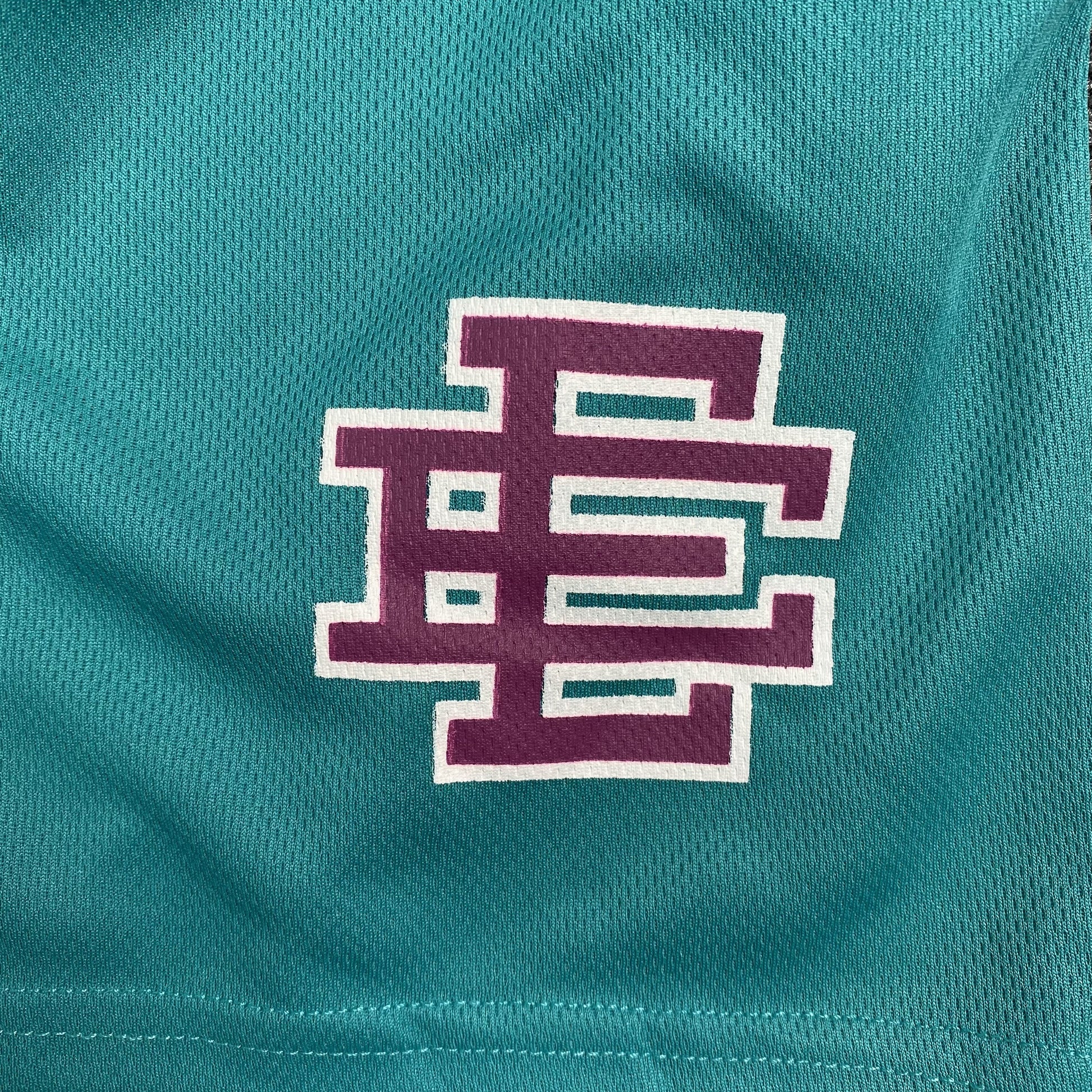 ERIC Emanuel Ee Basic Shorts Teal - - Purple Unisex Streetwear Limited Edition - The ERIC EMANUEL EE BASIC SHORTS TEAL/PURPLE - REPLICA blend luxury streetwear aesthetics with premium