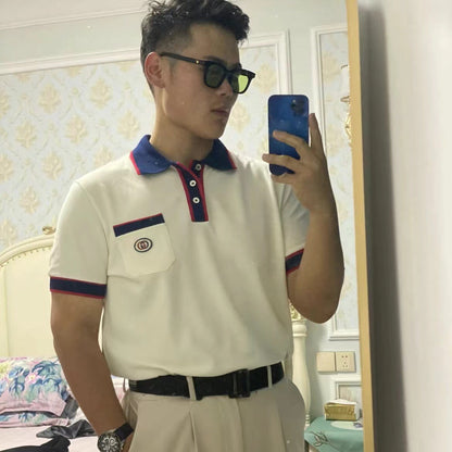 Polo Gucci con cuello Web (Blanco)