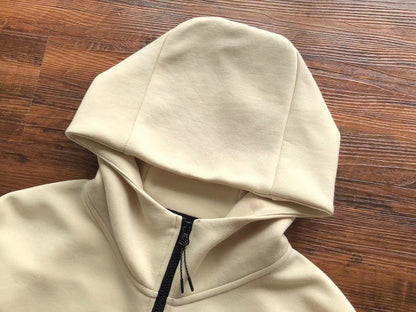 NIKE Tech Fleece Hoodie - Beach - Brown Unisex Streetwear Limited Edition - The NIKE TECH FLEECE HOODIE BEACH BROWN - REPLICA blends modern sportswear innovation with a