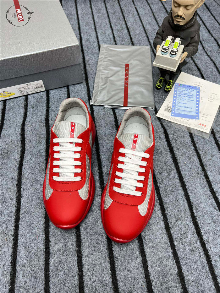 PRADA America's Cup Soft Rubber Silver Sneakers - Red Unisex Streetwear Limited Edition