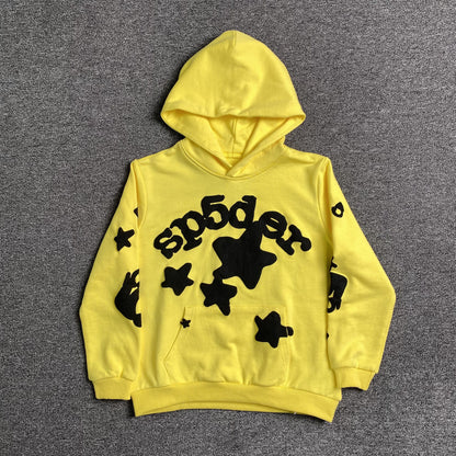 SP5DER Beluga Hoodie Gold - Red Unisex Streetwear Limited Edition - The SP5DER BELUGA HOODIE GOLD - REPLICA is a standout piece that radiates bold luxury