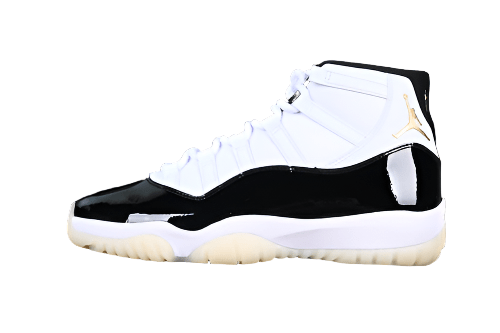 AIR Jordan 11 Dmp White - - Gold Sneakers - Black Unisex Streetwear Limited Edition - Celebrate greatness with the Air Jordan 11 DMP White/Black/Gold, a pinnacle of style and performance