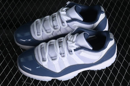 AIR Jordan 11 Low Diffused Blue - White Unisex Streetwear Limited Edition - Introducing the Air Jordan 11 Low Diffused Blue/White, a sophisticated blend of classic design and