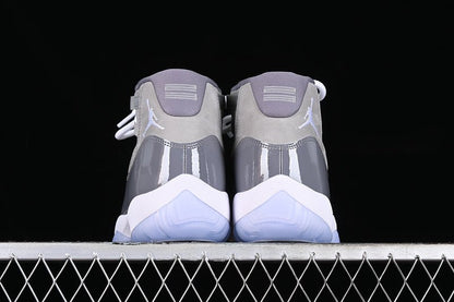 AIR Jordan 11 Retro 2021 Medium Sneakers - Grey Unisex Streetwear Limited Edition - Step into iconic style with the Air Jordan 11 Retro 2021 Medium Grey sneakers, a