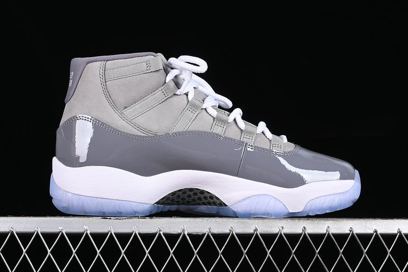 AIR Jordan 11 Retro 2021 Medium Sneakers - Grey Unisex Streetwear Limited Edition - Step into iconic style with the Air Jordan 11 Retro 2021 Medium Grey sneakers, a
