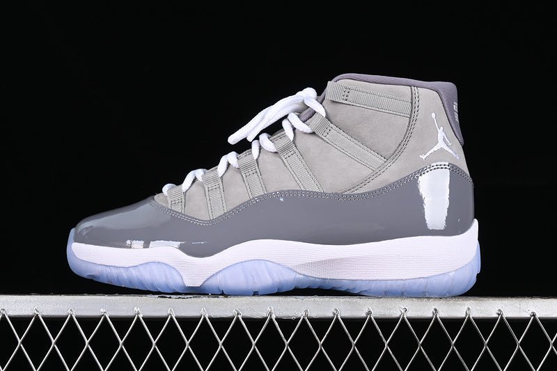 AIR Jordan 11 Retro 2021 Medium Sneakers - Grey Unisex Streetwear Limited Edition - Step into iconic style with the Air Jordan 11 Retro 2021 Medium Grey sneakers, a
