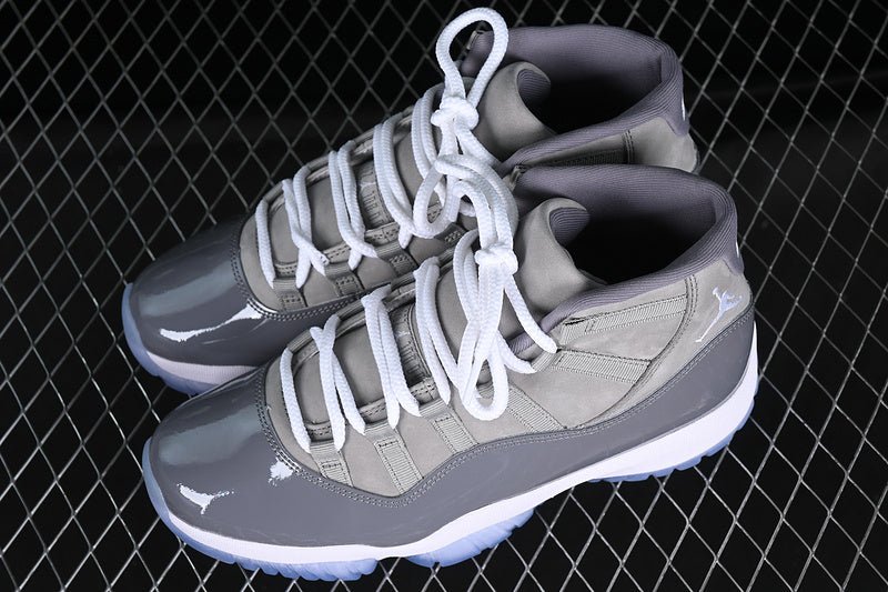 AIR Jordan 11 Retro 2021 Medium Sneakers - Grey Unisex Streetwear Limited Edition - Step into iconic style with the Air Jordan 11 Retro 2021 Medium Grey sneakers, a