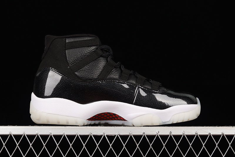 AIR Jordan 11 Retro 72-10 - - Varsity Red - Black Unisex Streetwear Limited Edition - Celebrate basketball history with the Air Jordan 11 Retro 72-10 Black/Black/Varsity Red, a homage to