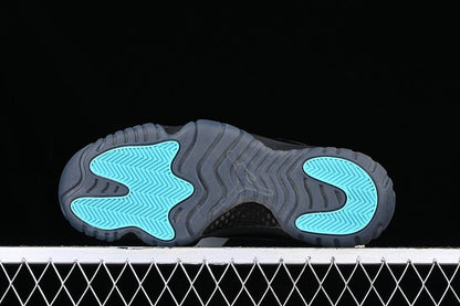 AIR Jordan 11 Retro - Gamma Blue-varsity Maize - Black Unisex Streetwear Limited Edition - The Air Jordan 11 Retro Black/Gamma Blue-Varsity Maize is a bold and stylish addition to