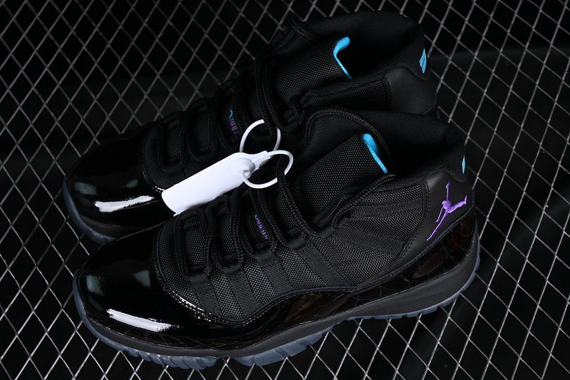 AIR Jordan 11 Retro - Gamma Blue-varsity Maize - Black Unisex Streetwear Limited Edition - The Air Jordan 11 Retro Black/Gamma Blue-Varsity Maize is a bold and stylish addition to