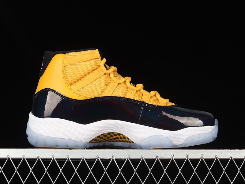 AIR Jordan 11 Retro - Yellow - White - Black Unisex Streetwear Limited Edition - Step into bold street style with the Air Jordan 11 Retro Black/Yellow/White, a vibrant expression