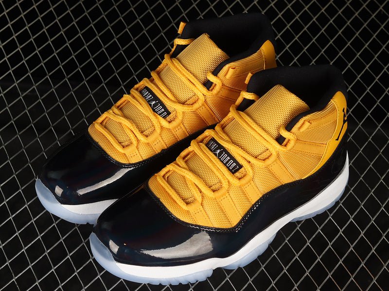 AIR Jordan 11 Retro - Yellow - White - Black Unisex Streetwear Limited Edition - Step into bold street style with the Air Jordan 11 Retro Black/Yellow/White, a vibrant expression