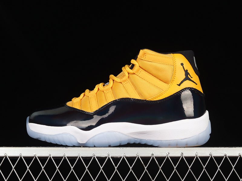 AIR Jordan 11 Retro - Yellow - White - Black Unisex Streetwear Limited Edition - Step into bold street style with the Air Jordan 11 Retro Black/Yellow/White, a vibrant expression