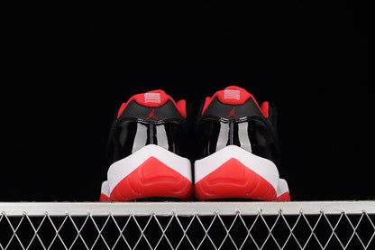 AIR Jordan 11 Retro Low Bred - True Red - White - Black Unisex Streetwear Limited Edition - Step into legendary style with the Air Jordan 11 Retro Low Bred Black/True Red/White, a