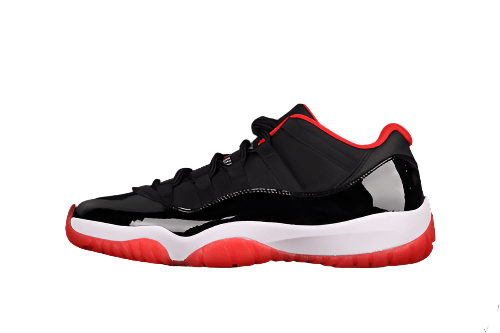 AIR Jordan 11 Retro Low Bred - True Red - White - Black Unisex Streetwear Limited Edition - Step into legendary style with the Air Jordan 11 Retro Low Bred Black/True Red/White, a