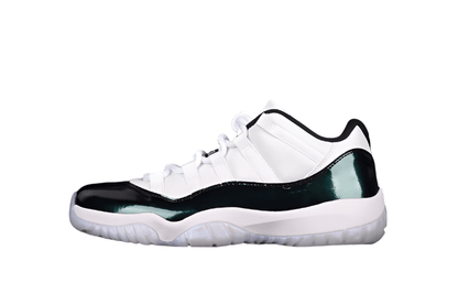 AIR Jordan 11 Retro Low Emerald White - Emerald Rise-black Sneakers Unisex Streetwear Limited Edition - The Air Jordan 11 Retro Low 'Emerald' in White/Emerald Rise-Black combines iconic design with re