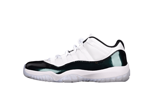 AIR Jordan 11 Retro Low Emerald White - Emerald Rise-black Sneakers Unisex Streetwear Limited Edition - The Air Jordan 11 Retro Low 'Emerald' in White/Emerald Rise-Black combines iconic design with re