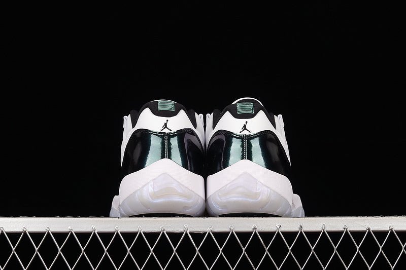 AIR Jordan 11 Retro Low Emerald White - Emerald Rise-black Sneakers Unisex Streetwear Limited Edition - The Air Jordan 11 Retro Low 'Emerald' in White/Emerald Rise-Black combines iconic design with re