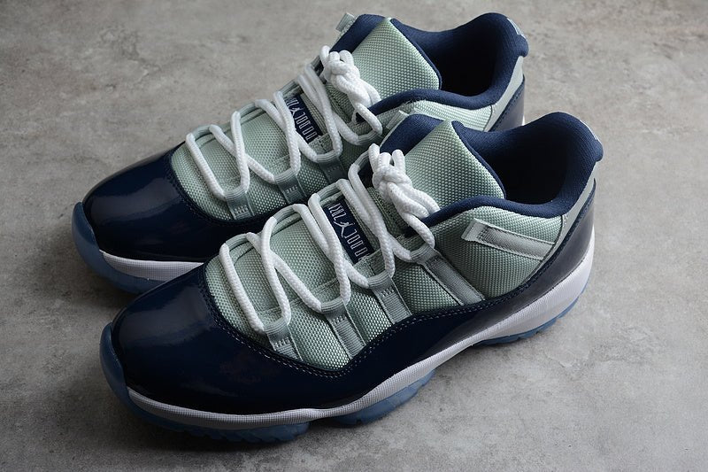AIR Jordan 11 Retro Low Georgetown Grey Mist - White-midnight Navy Sneakers Unisex Streetwear Limited Edition - **Air Jordan 11 Retro Low Georgetown Grey Mist/White-Midnight Navy** Celebrate timeless