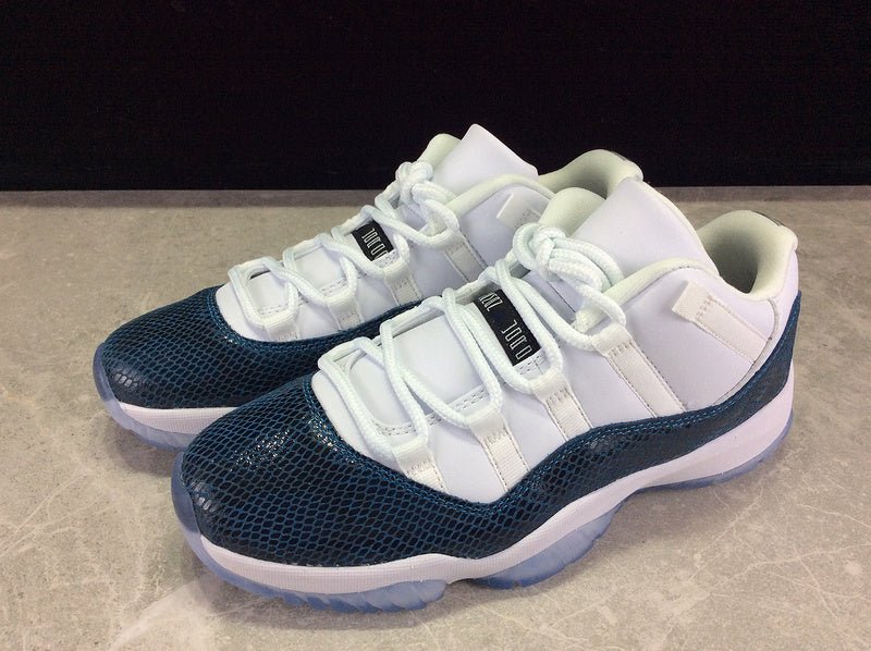AIR Jordan 11 Retro Low Le Snakeskin White - Black-navy Sneakers Unisex Streetwear Limited Edition - **Air Jordan 11 Retro Win Like 82 White/Midnight Navy-University Blue** Celebrate basketball greatn